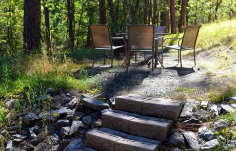 Hugo Cabin chairs and fire pit