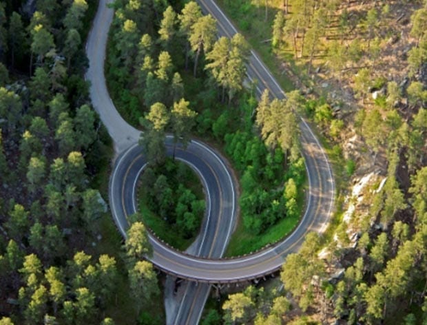 iron mountain road aerial view